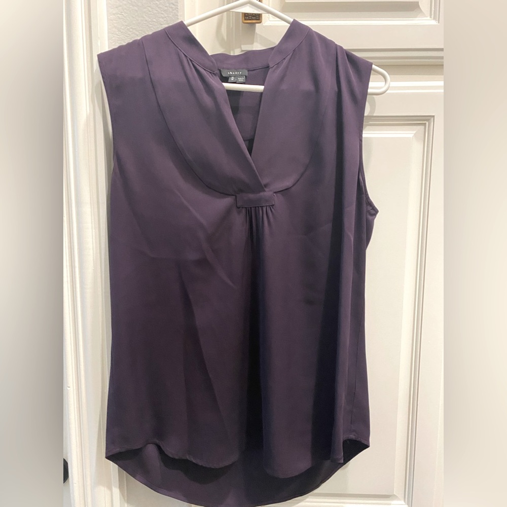 theory SILK V-neck purple sleeveless blouse medium